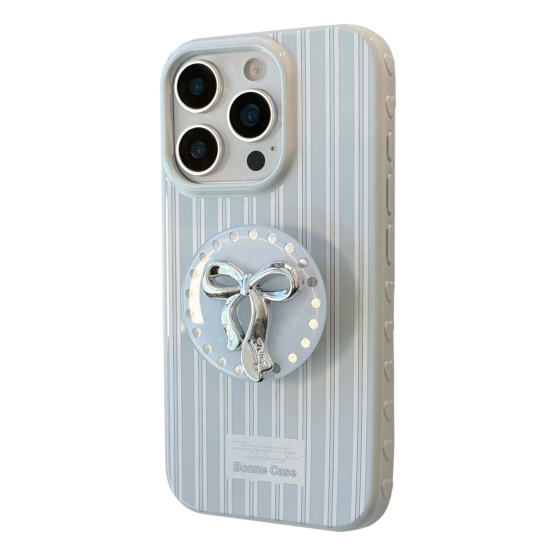 Soporte de arco de plata Apple 16 caso de teléfono iPhone 17 para 12 lujo ligero 15 Promax rayas azules 13 suave