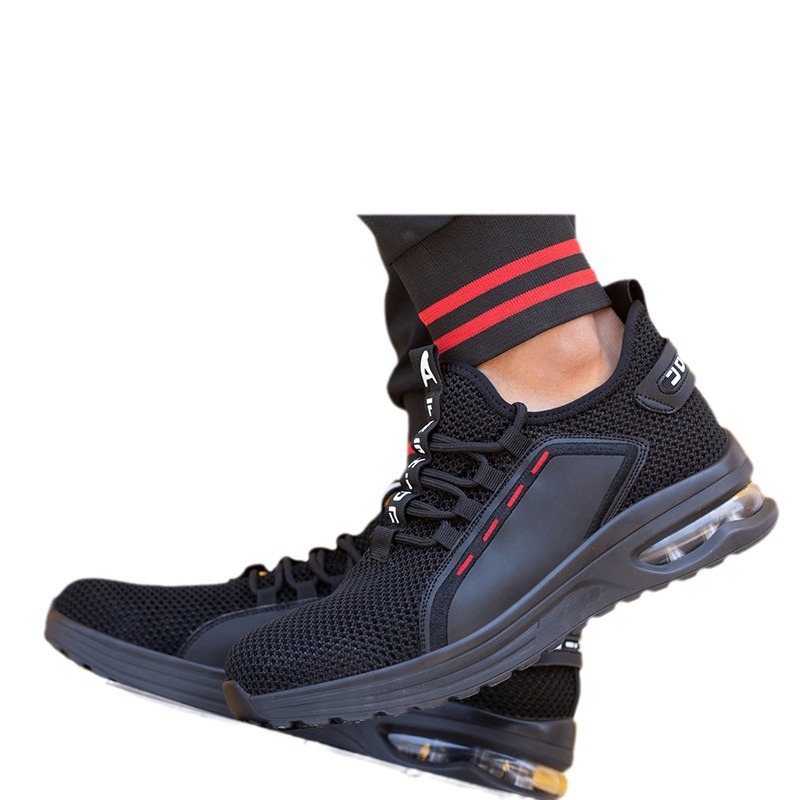 Zapatos de protección laboral transpirables de verano anti-golpe anti-perforación de cabeza de acero de seguridad de tela de malla de vuelo zapatos de trabajo