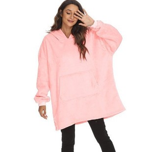Pullover Fleece Thickened Long Pajamas Warm TV Blanket Outdoor Cold-proof Nightgown Couple Clothing Fleece Warm