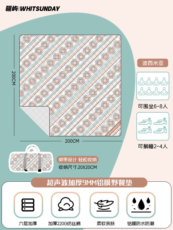 Jiangyu 超音波ピクニックマット防湿マット外出芝生テントピクニックキャンバス屋外キャンプピクニックマット|undefined