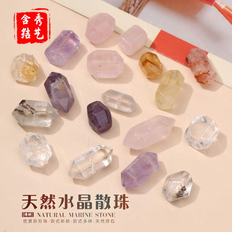 natural crystal shaped beaded spacer beads accessories rhombus scattered beads diy jewelry bracelet bracelet accessories wholesale