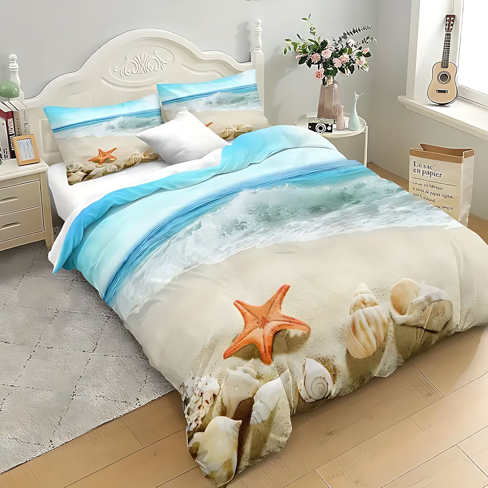 TEMU / JIT Amazonas hermosa vista de la playa impresión digital 3D suave y cómodo colchón kit para dibujar puede hacer