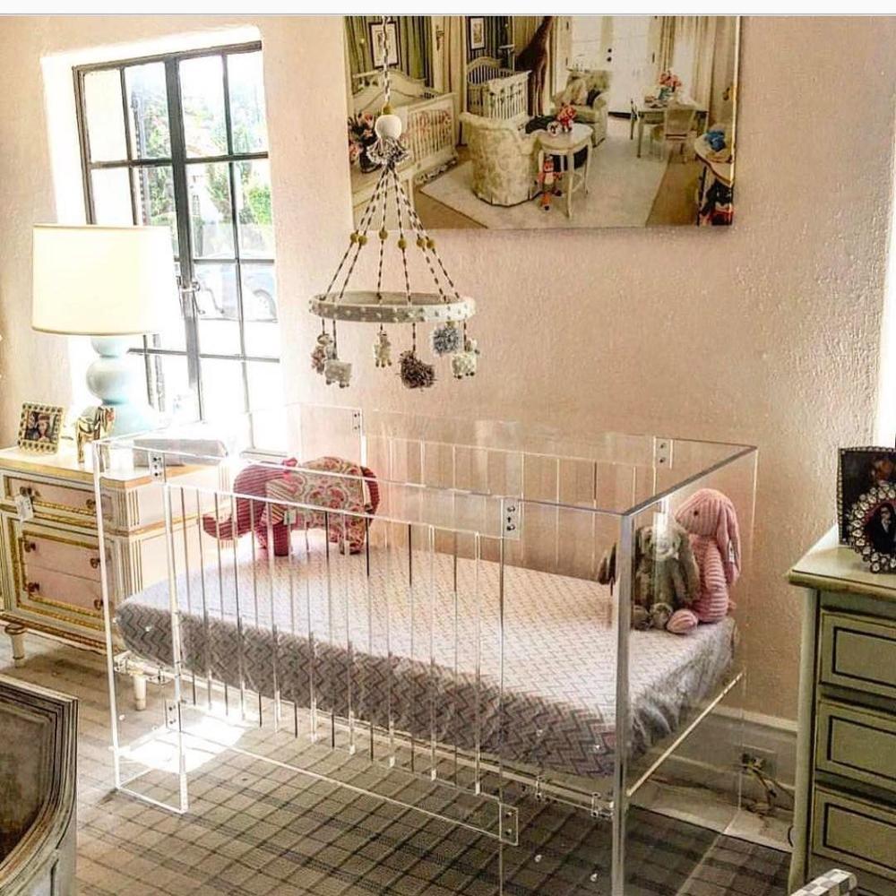 一件代发有机玻璃婴儿床亚克力家具透明新生婴儿床护栏防跌落围栏