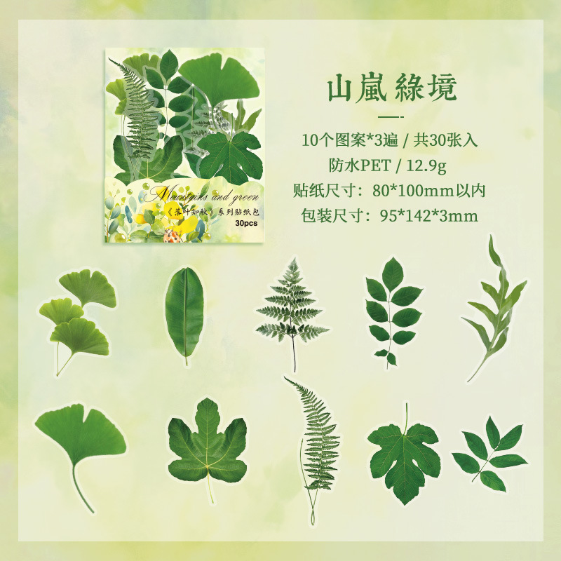 Hojas caídas en otoño impermeable mascotas transparentes pegatinas de tela de mano paquete diy pegatinas de tela de mano materiales vegetales pegatinas de hojas para niños pegatinas de hoja