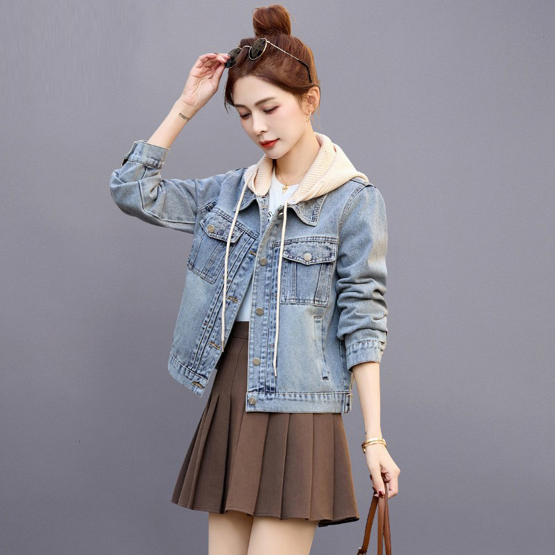 Hooded Denim Jacket Women's Spring and Autumn 2025 New Short Retro Casual All-match Shoulder Jacket Top