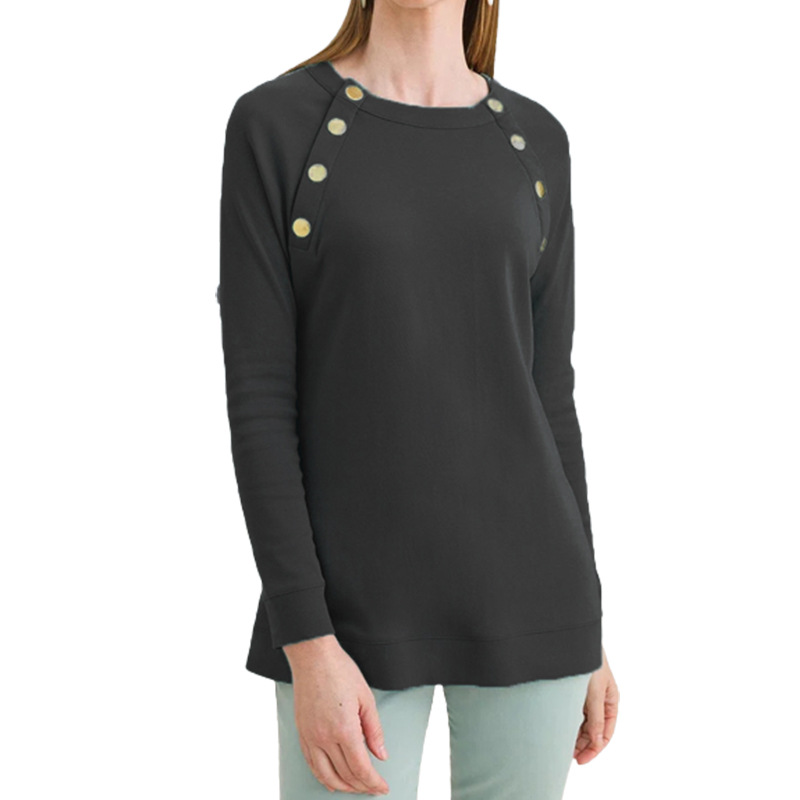 Demi-season metal long-sleeve with a round collar for leisure