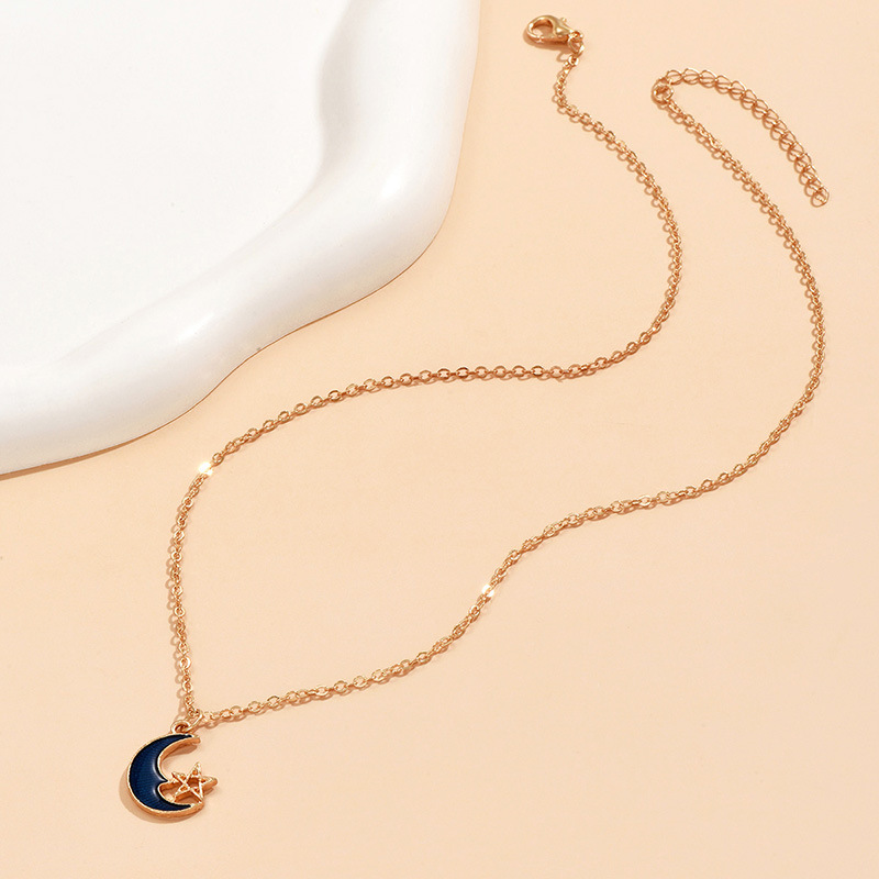 1 Piece Original Design Star Moon Alloy Enamel Plating Womenu0027S Pendant Necklace