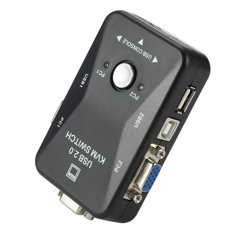 KVM-переключатель VGA, переключение USB, переключатель 2 в 1, выход из мыши и клавиатуры для совместного использования VGA, двойной вход–один выход