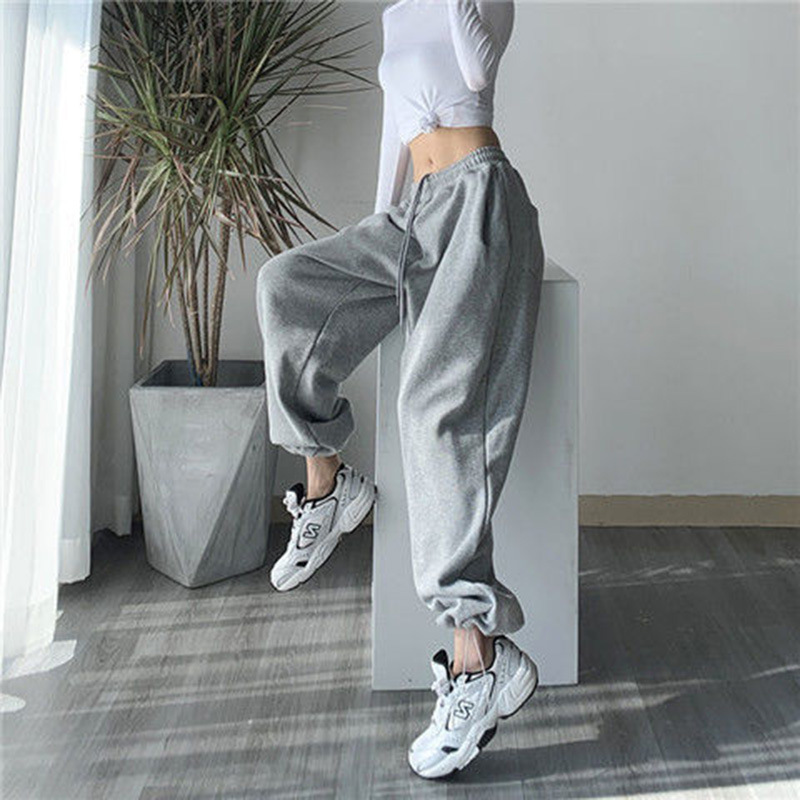 Summer Thin Pants Sweatpants for Women Spring & Fall 2025 New Loose Casual Leg-Tie Loose Gray American Sweatpants