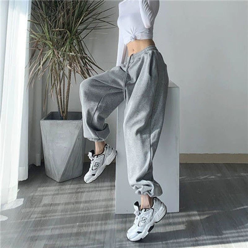 Summer Thin Pants Sweatpants for Women Spring & Fall 2025 New Loose Casual Leg-Tie Loose Gray American Sweatpants