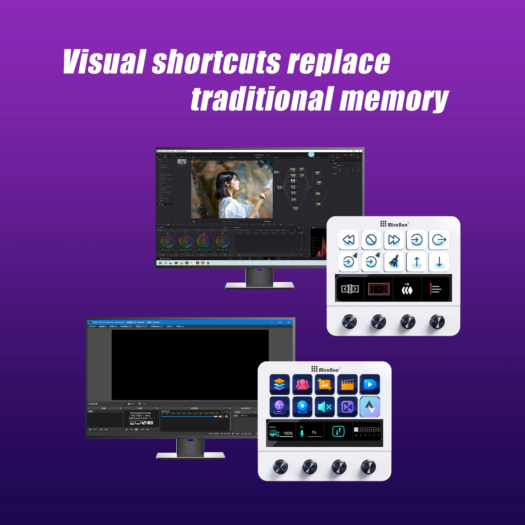 Stream Dock (MiraBox) N4 — Touchscreen Streamdeck, Visual Macro Keys & Media Knobs