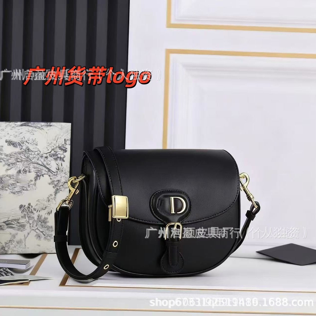 Cross-border Guangzhou source, D brand, Bobby monogrammed crescent-shaped bag, saddle-style genuine leather women's bag, underarm flap shoulder bag, crossbody bag