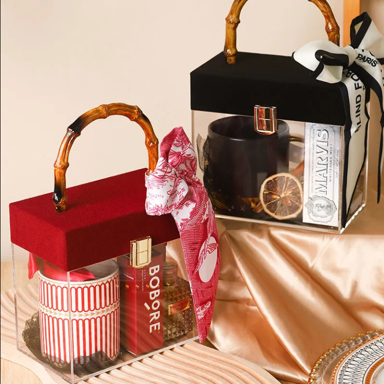 女伴娘伴郎绿色竹节丝绒伴手礼姐妹团亚克力婚礼高端礼盒套装空盒