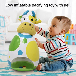 Pvc Inflatable Cow Tumbler Toy Kidsren's Comfort Toy Cow Bell Cross-Border Baby Interactive Toy