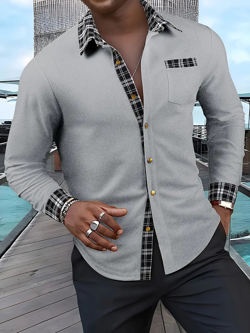 2024 verano personalidad hermosa nueva moda suelta y transpirable bolsillo camisa de manga larga para hombre MB12