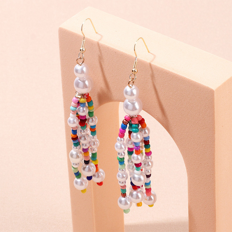 Drop Earrings Classification Cute Water Droplets Imitation Pearl Bead Metal Beaded Drop Earrings