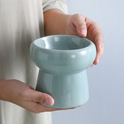 Pet Cat Bowl Ceramic Cat Bowl Cervical Protection High-Feet Dog and Cat Food Bowl Cat Feeding Bowl Rice Bowl Water Bowl Anti-Flip