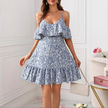 碎花性感纯欲吊带裙 胖妹妹甜美高级感小个子仙气裙子女夏连衣裙