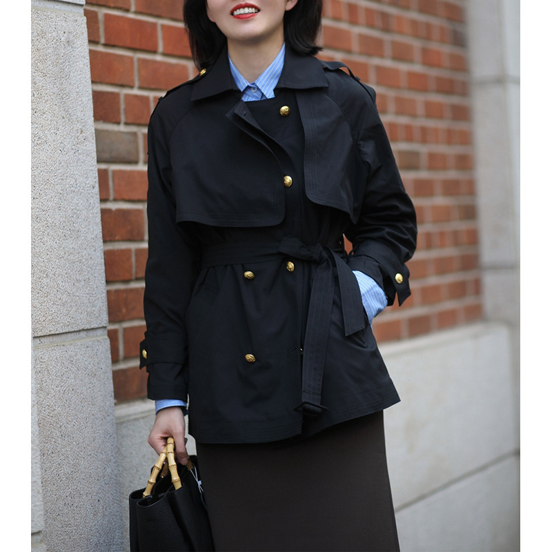 Ready-Made Manufacturers Wholesale Non-F Lightweight! S Soft Jing God and Neat Work Clothing Slimming Look Good Version Anti-Wrinkle Short Windbreaker for Women