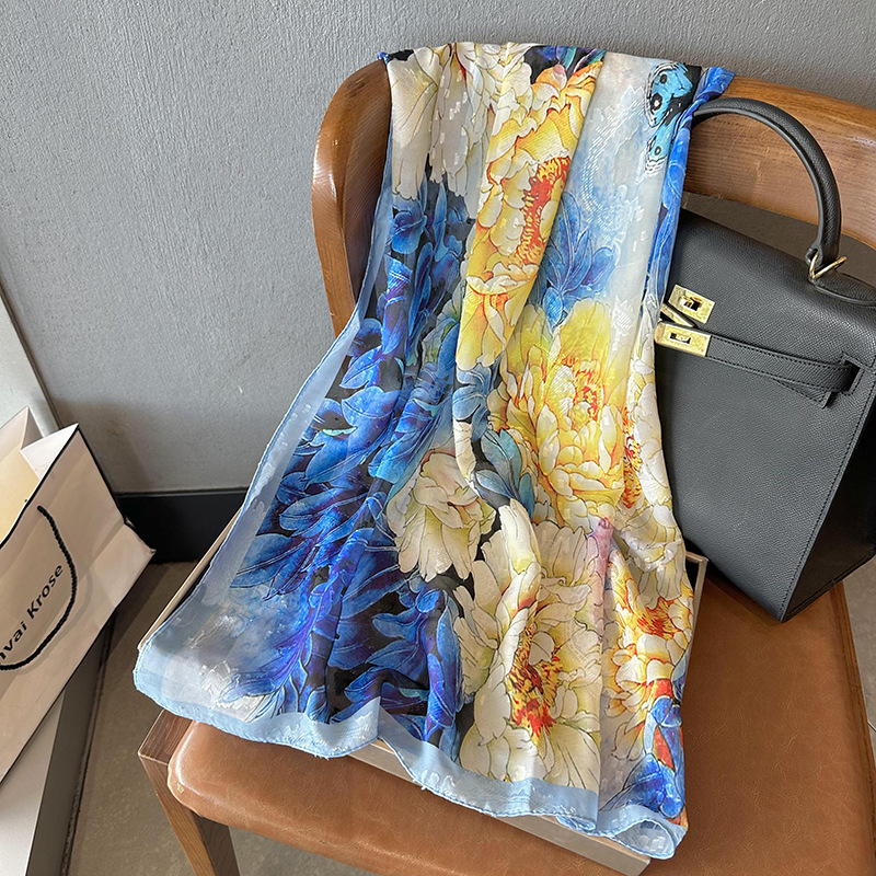 Buñuelo de seda para mujeres 2025 verano nuevo corte de flores de alto nivel de seda simulación buñuelo de playa buñuelo de seda transpirable buñuelo al por mayor