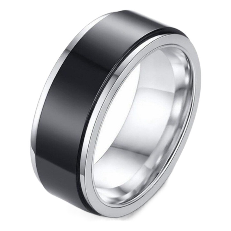 Venta caliente transfronteriza anillo de acero de titanio giratorio negro anillo de acero inoxidable europeo y americano hombres suministro transfronterizo al por mayor