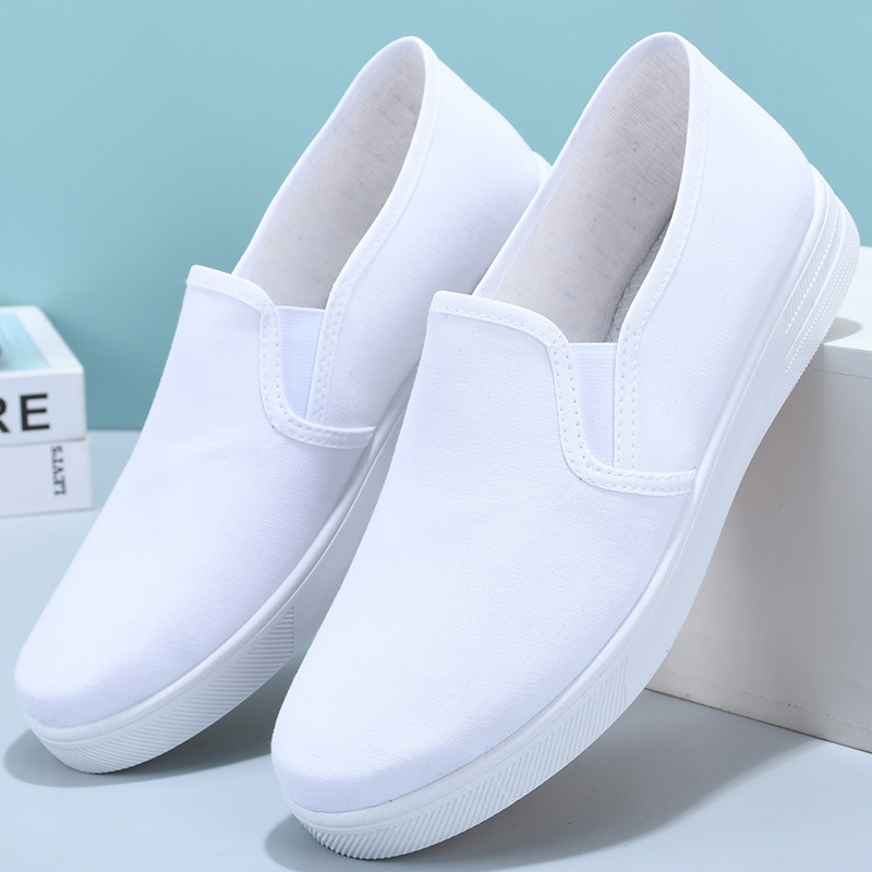 White work nurse shoes one pedal non-slip wear-resistant flat bottom breathable all-match one pedal old Beijing work cloth shoes