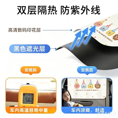 Sunshade Side Curtain Cartoon Track-Style | Car curtains