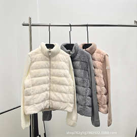 正确版本25冬季新款蒙家泰迪毛茸茸拼接羽绒服百搭OS版型日常百搭