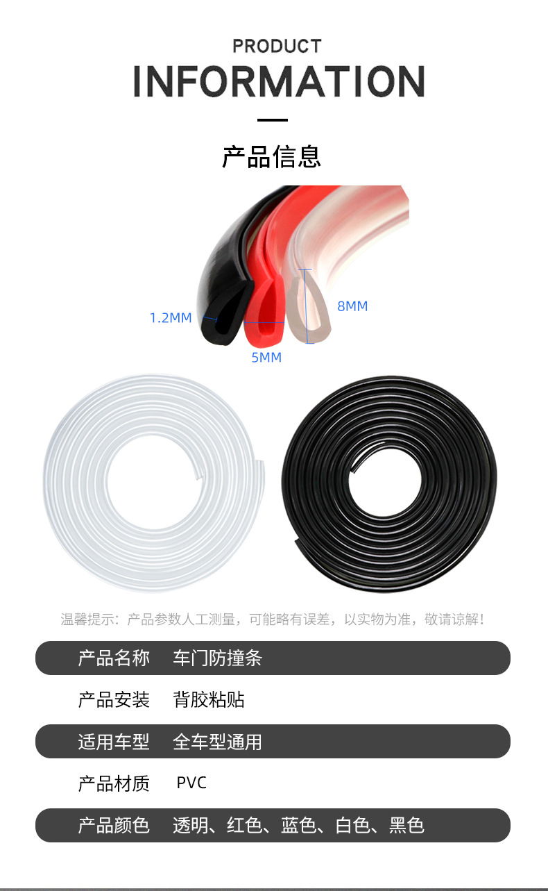 Car Transparent U-Shaped Anti-Collision Strip Door Edge Door Protection Strip Anti-Scratch Widened and Thickeneded Edge Decorative Strip