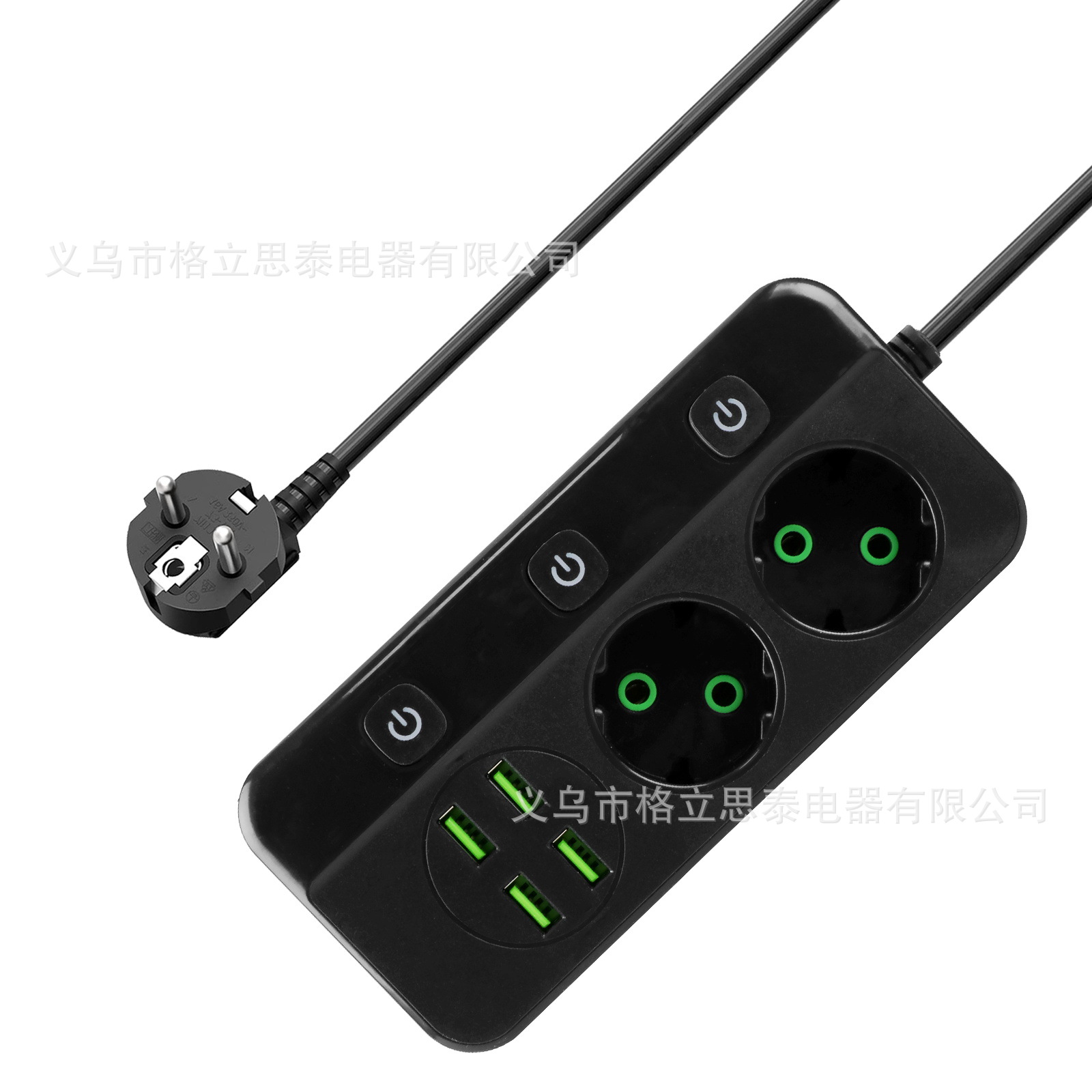 工厂直批欧规插头欧标多功能孔加USBType-C电源插排插座分控开关