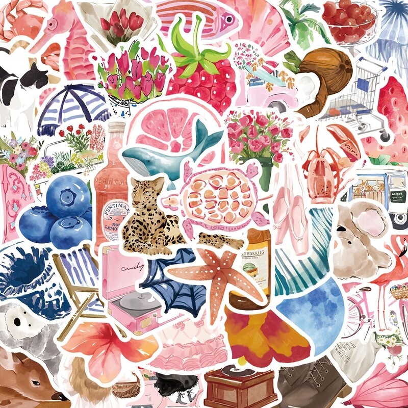 50 Pieces of Cross-Border Aesthetic Graffiti Stickers Collection for Decoration DIY Notebook Phone Case Stickers Wholesale
