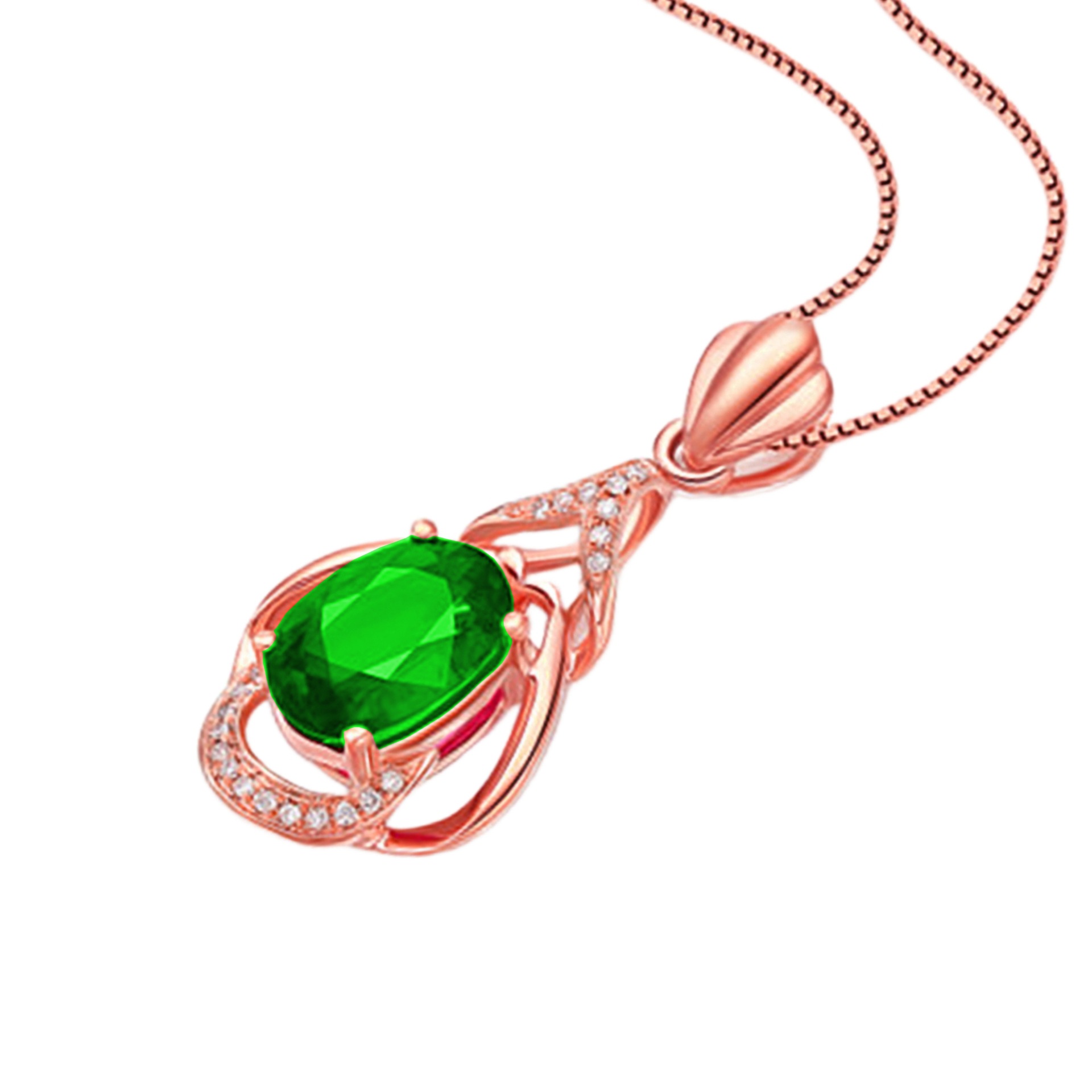 TIKTOK 라이브 비둘기 달걀 모양의 TOURMALINE 펜던트 다이아몬드 펜던트 목걸이 18K 보석 드롭 펜던트 도금