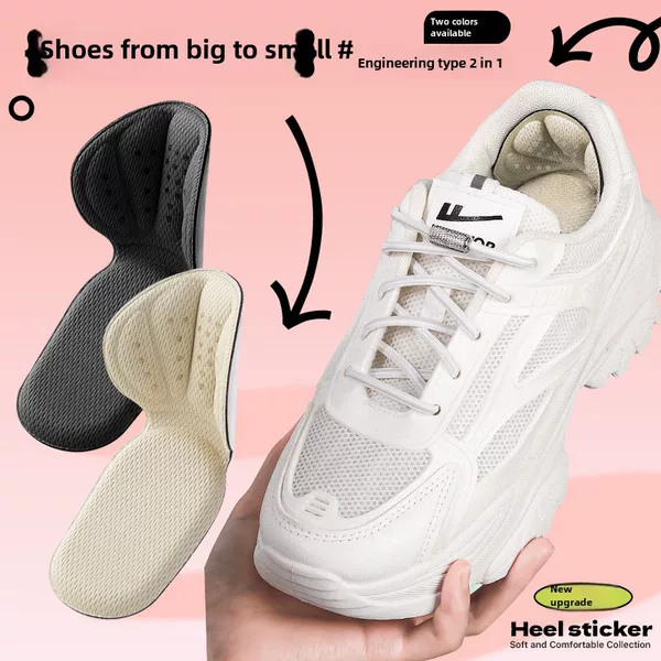 Two-in-one heel stick anti-drop heel anti-wear foot half-size insole women's leather shoes big change small artifact foot grinding post wholesale