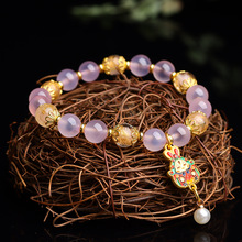 小红书抖音原创金箔琉璃糖心玛瑙手串半糖金箔古法琉璃珠手链批发