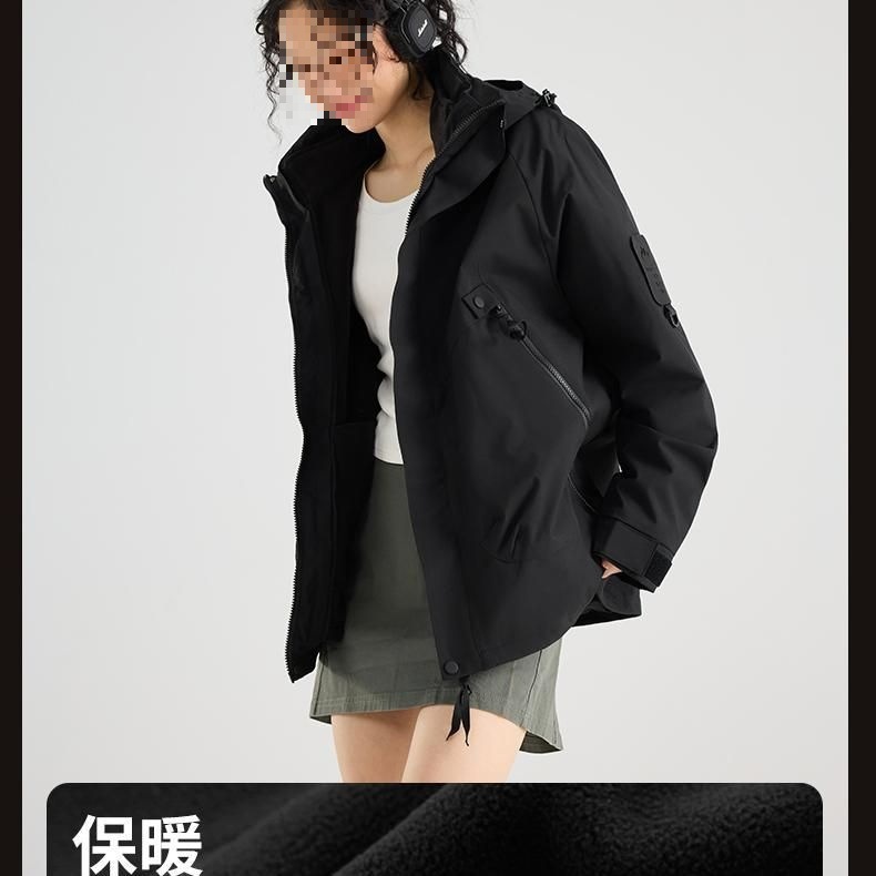 (Minimum Order of One Piece) Autumn and Winter Jacket Logo Pattern Men's and Women's Three-In-One Waterproof Group Outer Suit