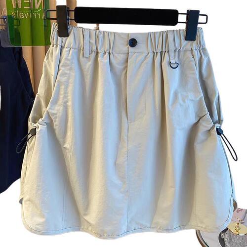 Korean Style Workwear Minimalist Short Skirt for Women Summer 2025 New Loose High-Waist Slimming Retro Design Flared Bodycon Semi-Skirt