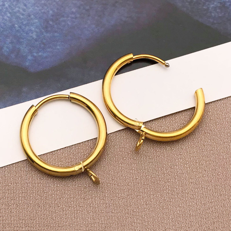 シンプルなステンレス鋼のイヤリングアクセサリー高色保持イヤリングラウンドクロスイヤリング手作り diy イヤリング材料卸売|undefined