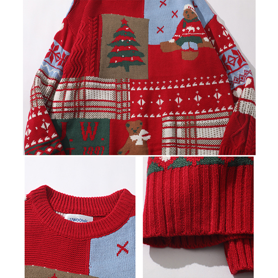 Suéter de Punto Jacquard para Hombre de Poliéster Térmico para Navidad