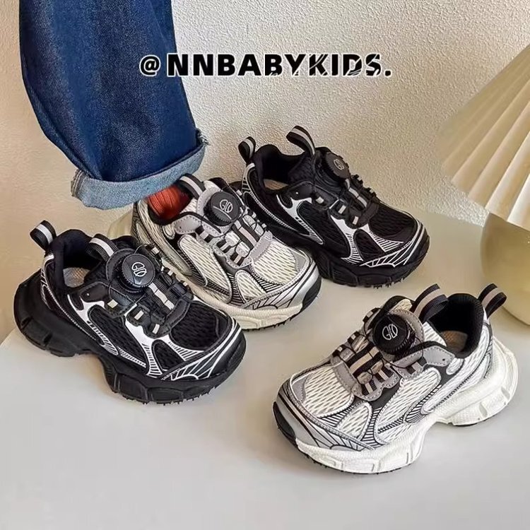 Children's sneaker Mesh Breathable 2025 Spring New Soft Bottom Boys' Shoes Torre Shoes Rotating Button Boys