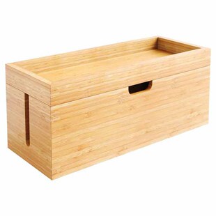Casual Wooden Wire Desktop Plug-In Data Cable Blocking Organizer Set-Top Box Hub Storage Box