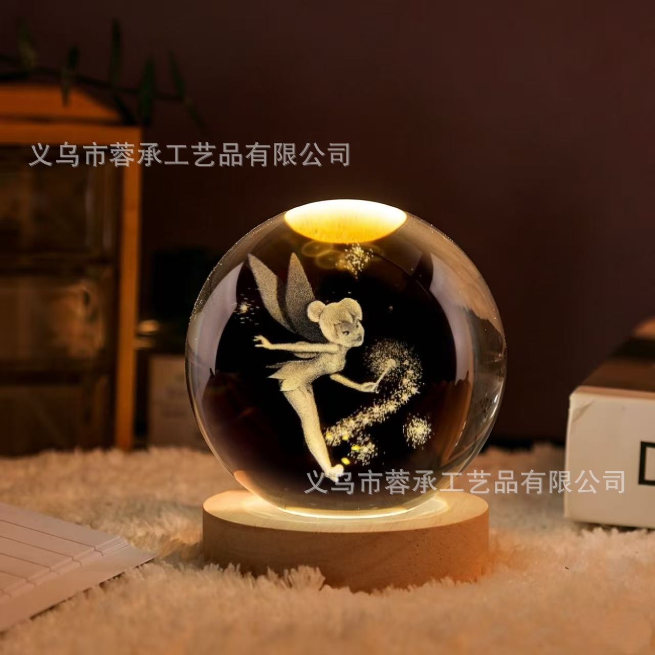 Lámpara Nocturna de Bola de Cristal de Rosa de Cristal Blanco con Grabado 3D para Cumpleaños image 32