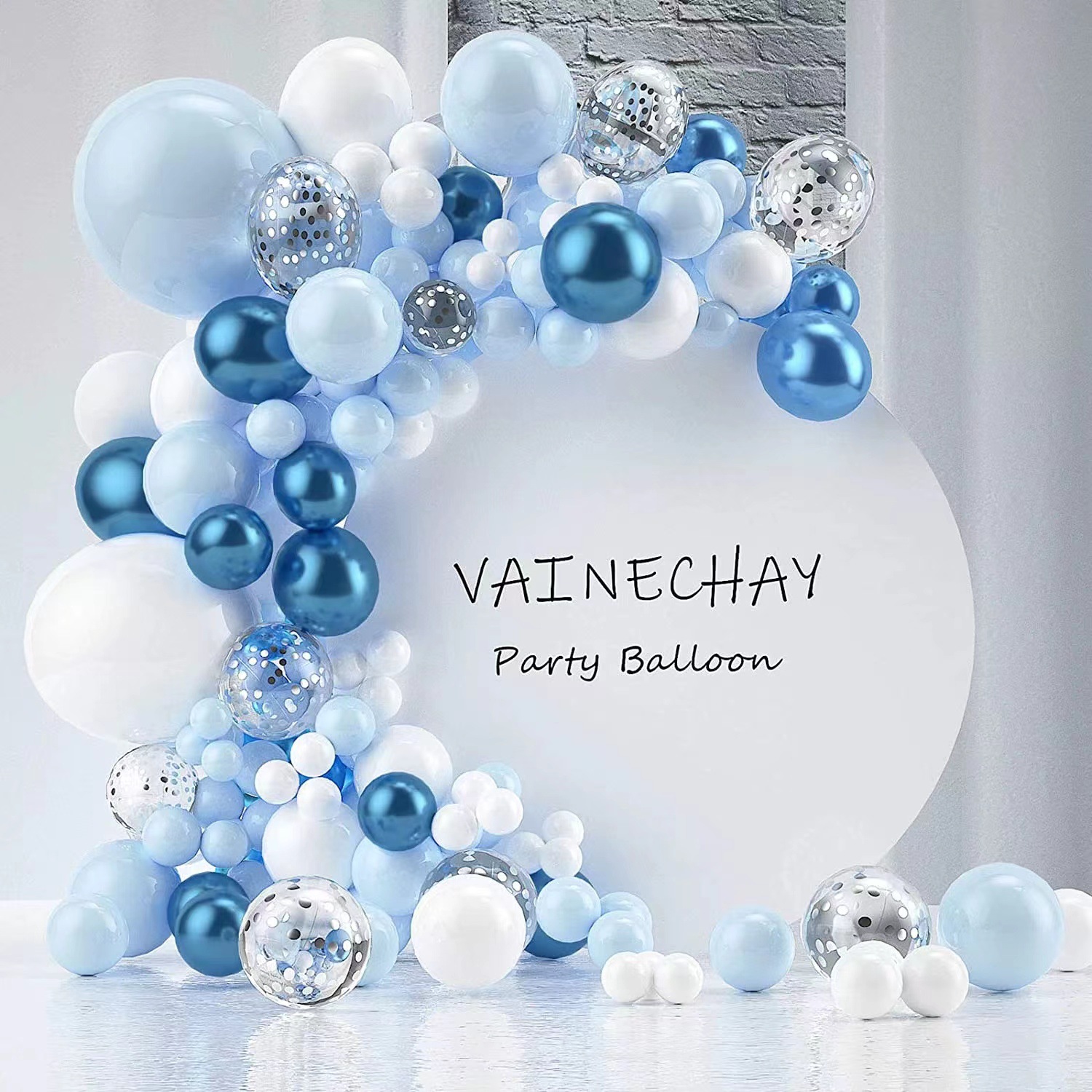 Transfronterizo Amazon juego de cadenas de globos azules para fiestas de cumpleaños de boda decoración de cadenas de globos
