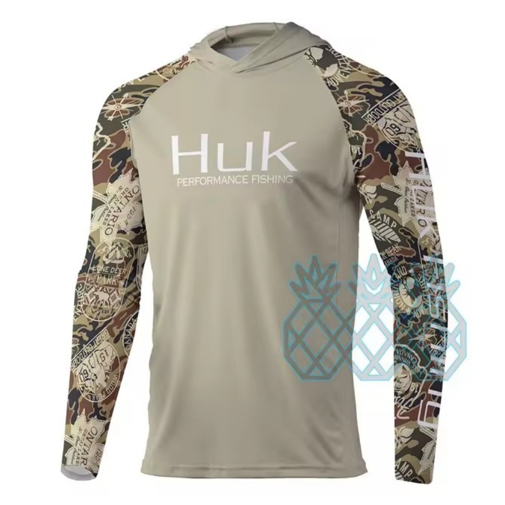 2024 New HUK Long-sleeved Hooded Fishing Suit Sunscreen UPF50 Summer Quick-drying Lightweight Men's Sports Fishing Suit