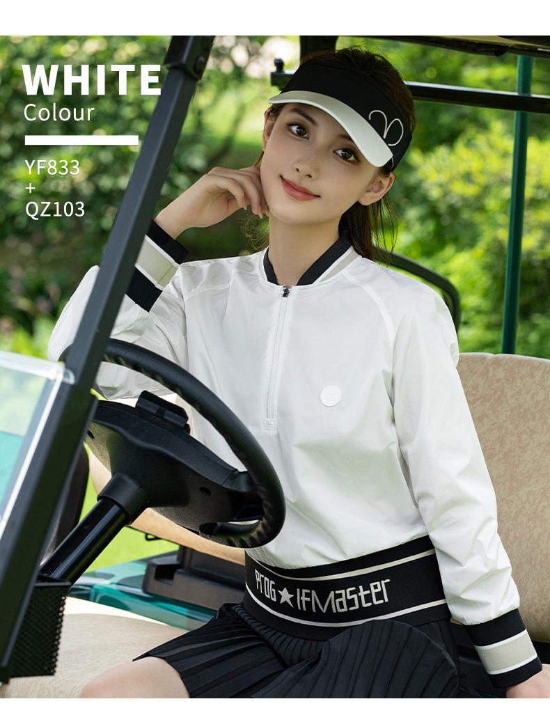 Áo khoác golf nữ dài tay mùa thu đông, phong cách thể thao ngoài trời, thoáng khí nhẹ — Áo khoác trắng [thoáng khí và nhanh khô/nhẹ và thoải mái/giảm béo vòng eo] YF833 chi tiết 9