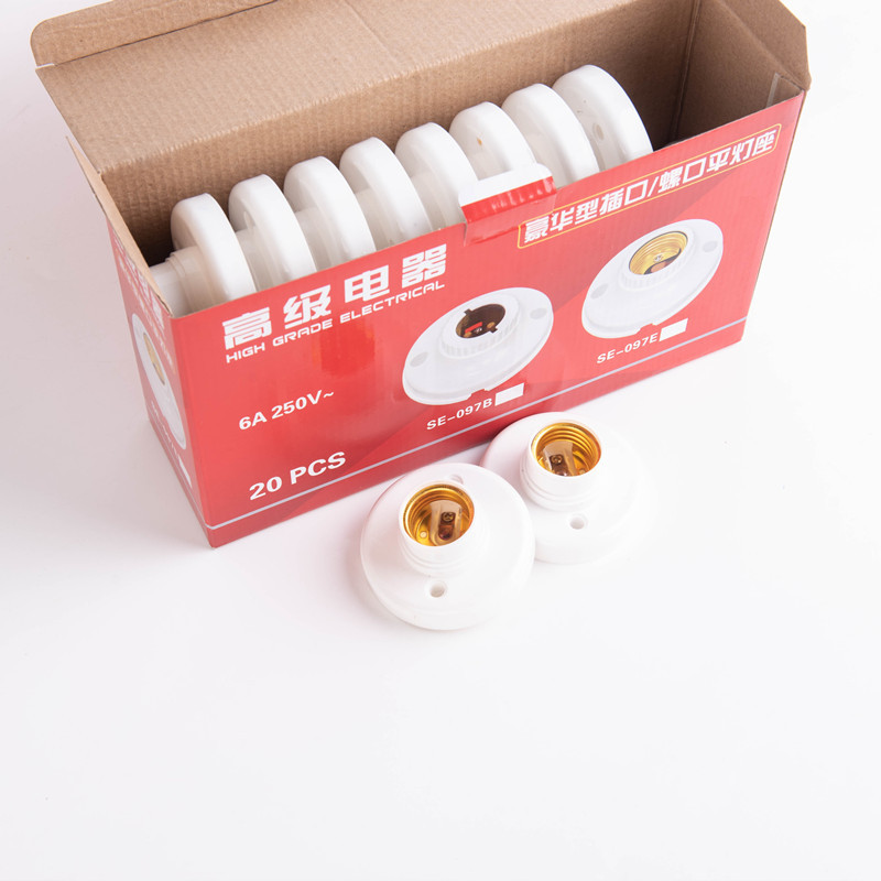 8cm blanco soporte de la lámpara plana E27 tornillo de plástico universal titular de la lámpara de tornillo plana del hogar titular de la lámpara al por mayor