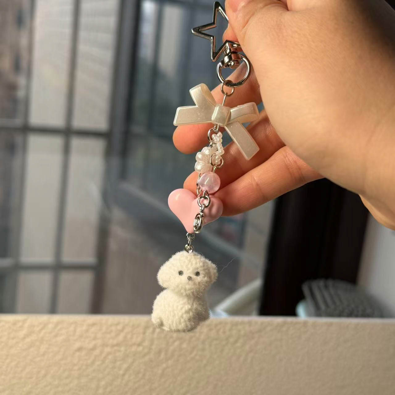 Cute Resin Animal Heart Shape Bow Knot Unisex Bag Pendant Keychain display picture 5