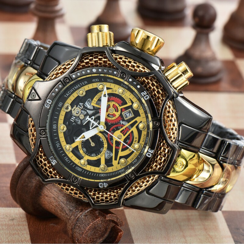 Cross-Border Best-Selling Invicta Quartz Fake Function Three-Pin with Calendar Large Dial High-Quality Steel Belt Men's Watch Cross-Border Best-Selling Invicta Quartz Fake Function Three-Pin with Calendar Large Dial High-Quality Steel Belt Men's Watch