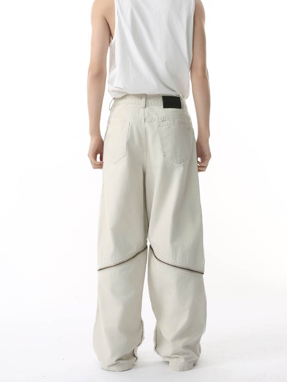 MTLCLOTHES Hombres| Nicho de bolsillo empalmado con cremallera diseño de moda herramientas pantalones de madera jeans casuales