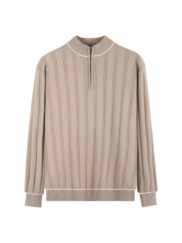 Lujo ligero para hombres de cuello medio alto polo polo polo de alto nivel de negocios suéter casual jersey polo