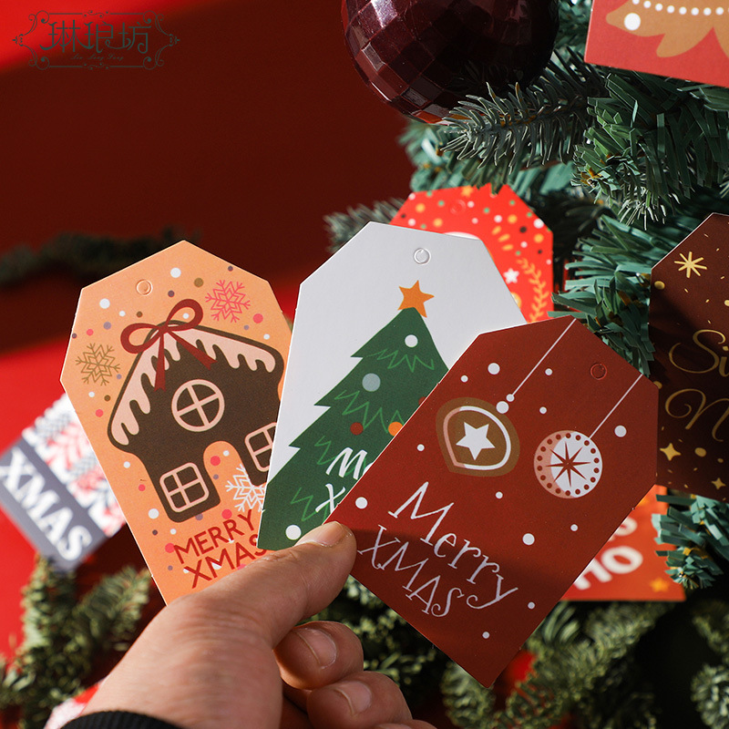 2023 Tarjeta de Navidad Santa Claus ELK árbol de Navidad tarjeta colgante flores regalo embalaje Tarjeta de mensaje